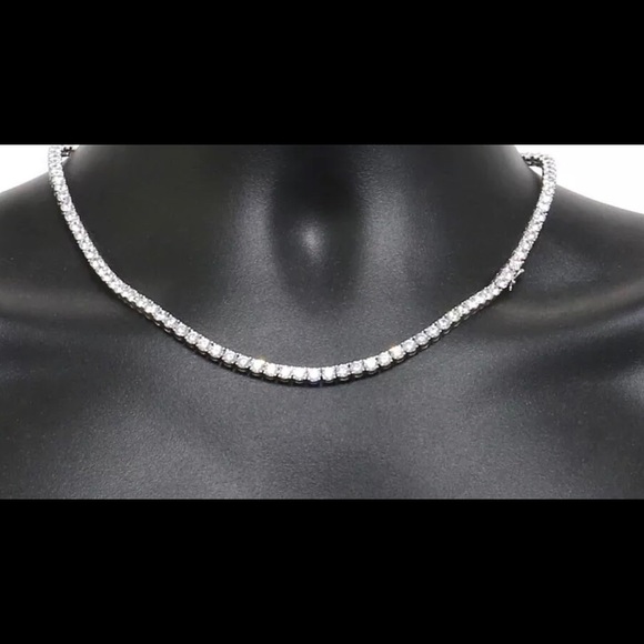 20” 14K White Gold Finishd Lab Diamond Tennis Chain - Picture 6 of 8